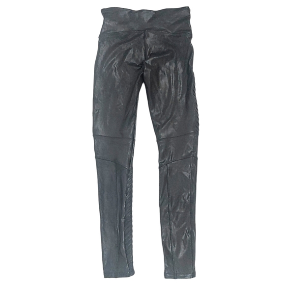 Spanx Black Faux Leather Moto Leggings - Picture 10 of 16